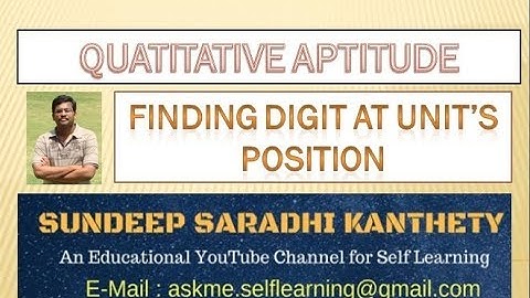 QUANTITATIVE APTITUDE - EASY WAY TO FIND THE UNITS DIGIT