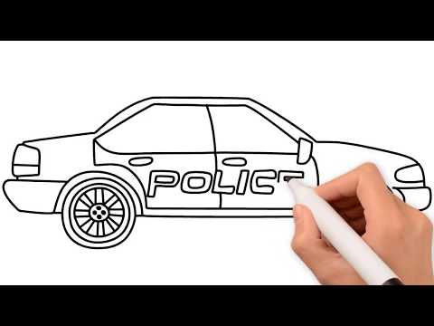 Cách vẽ tranh tô màu Xe ô tô cảnh sát || How to Draw Police Car