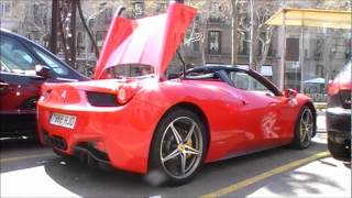 Ferrari 458 spider start-up engine and flat accelerate amazing exhaust
sound