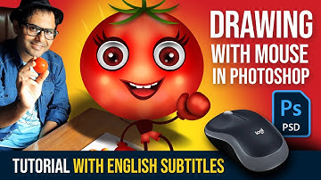 How To Draw Using a Mouse in Photoshop Tutorial without Graphic Tablet | How to Draw Tomato Cartoon
