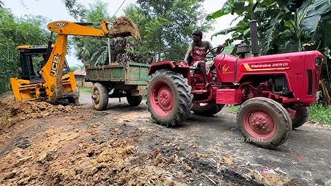 New Jcb 3dx Machine Loading Mud In Mahindra 265 Di And John Deere 5045 D Tractor | Jcb Tractor | Jcb