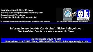 Informationsvideo für Kundschaft: Sicherheit geht vor. Verkauf der Gerät nur mit weiterer Prüfung.