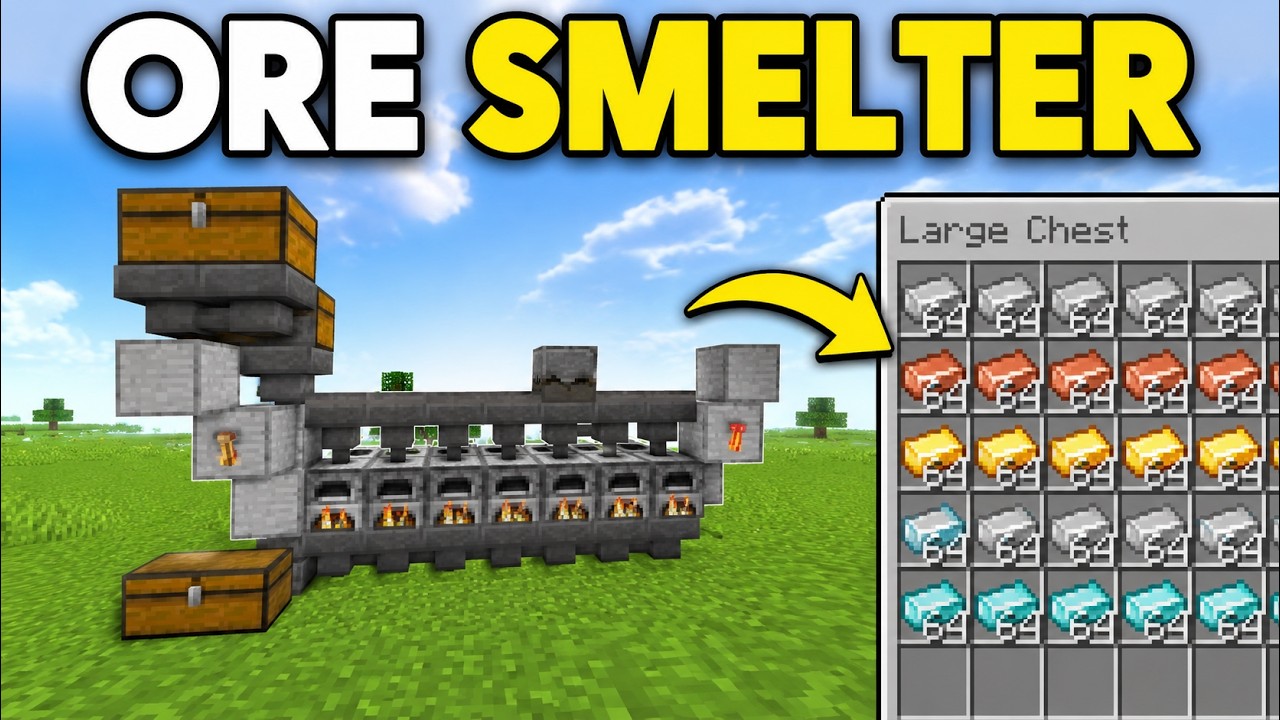 Auto Smelter Minecraft Java π₯ NEW UPDATED Minecraft Java 1.21.6 Ore Smelter Tutorial π± Super Fast ...