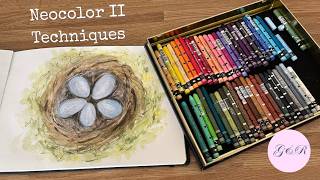 Easy Spring Bird’s Nest Drawing 🌿 Caran d’Ache Neocolor II Tutorial for Beginners