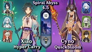 C1 Xiao Hyper & C0 Cyno Quickbloom | Spiral Abyss 4.5 - Floor 12 9 Stars | Genshin Impact 4.5