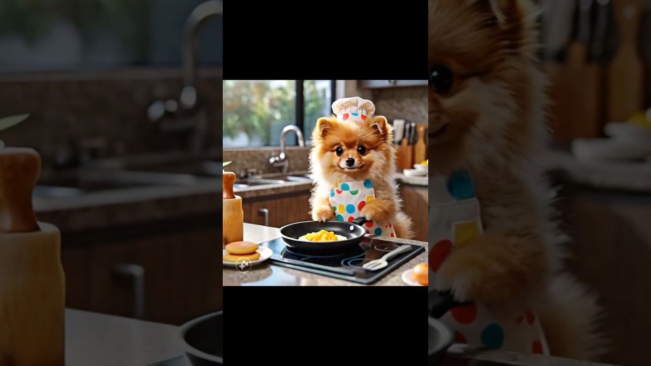 Pomeranian dog doing cooking😜Playing & sleeping