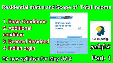 Residential status and scope of TI in ca inter new syllabys may 2024 in Tamil Part 1