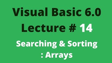 Lecture # 14 Visual Basic 6.0 Searching and Sorting in Arrays