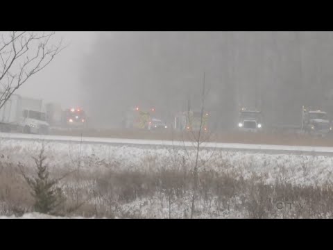 50+ vehicle pileup forces closure of Highway 402 from London to Sarnia in Ontario