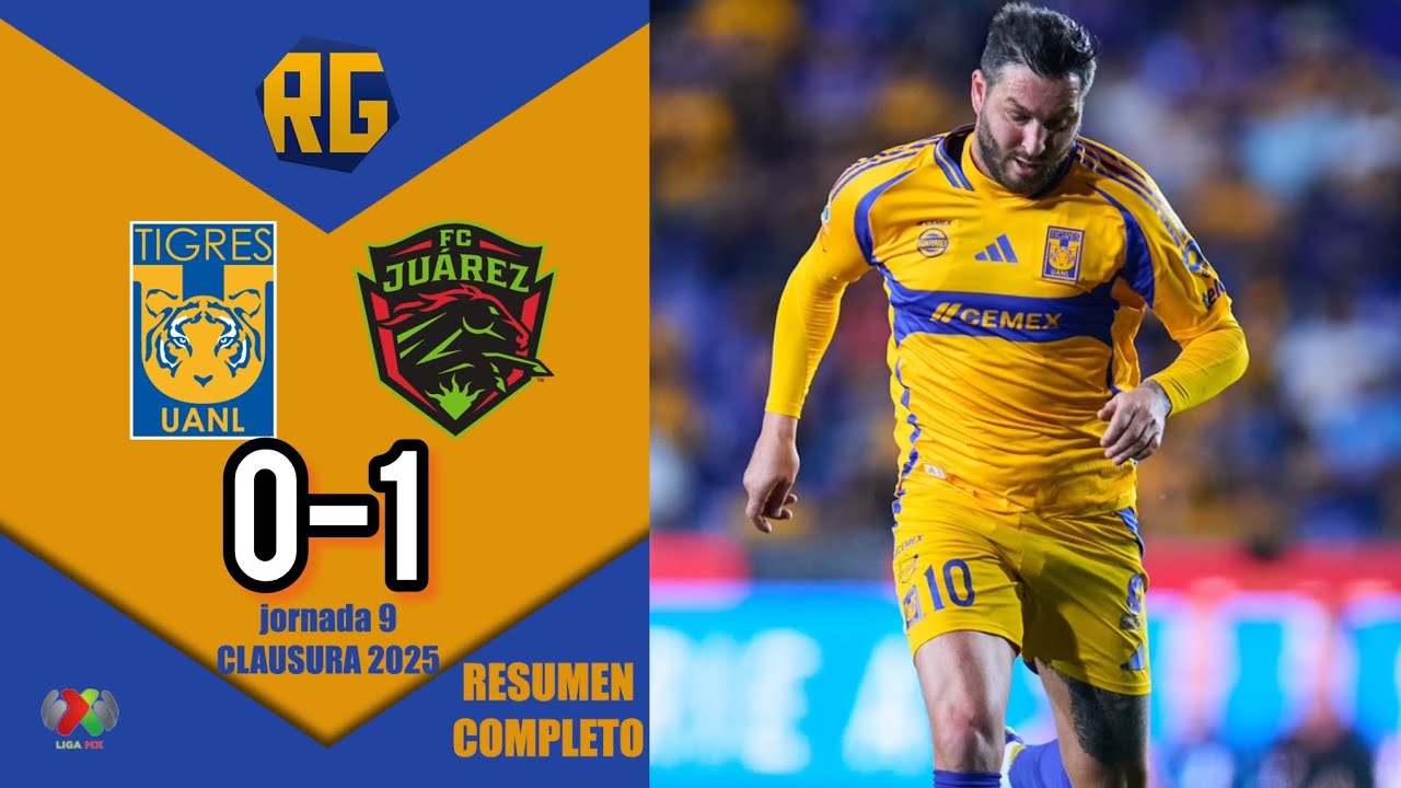 RESUMEN y GOLES (PÉSIMO) | Tigres UANL 0–1 Juárez | LIGA MX - Jornada 9 ...