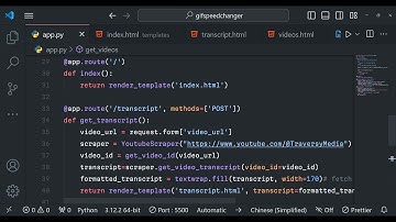 Python 3 Flask Youtube API to Fetch Video Transcript & Fetch Videos of Channel in Browser