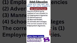 UGC NET Adult Education I Net Qualified Faculty I Online Class Available #tourism #jrf #shorts