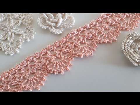 Preciosa Puntilla de Pétalos  Orilla tejida a Crochet 