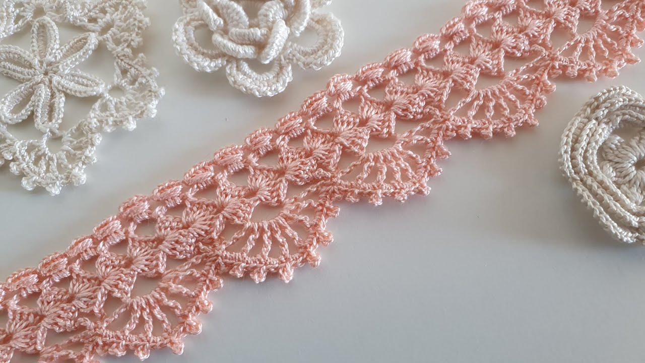 Preciosa Puntilla de Encaje  Orilla tejida a Crochet 💕 