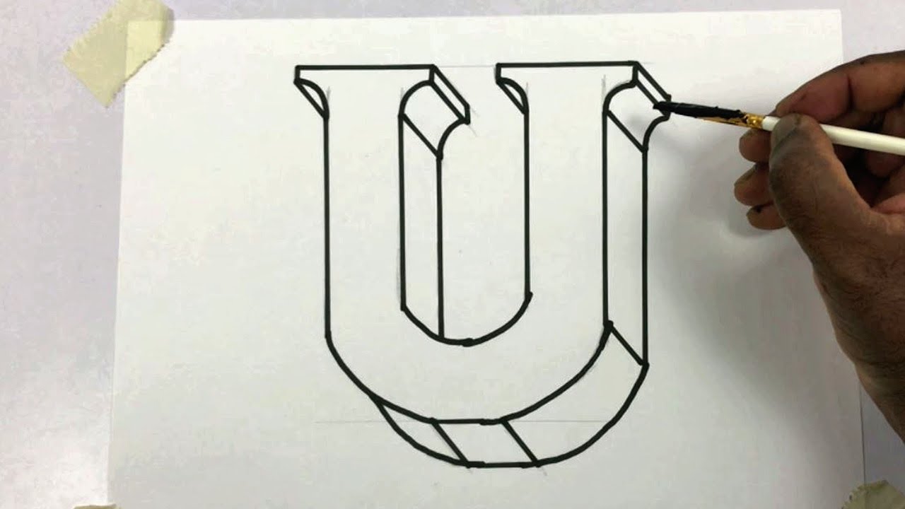 Draw letter U in 3D for assignment and project work | Alphabet U ...