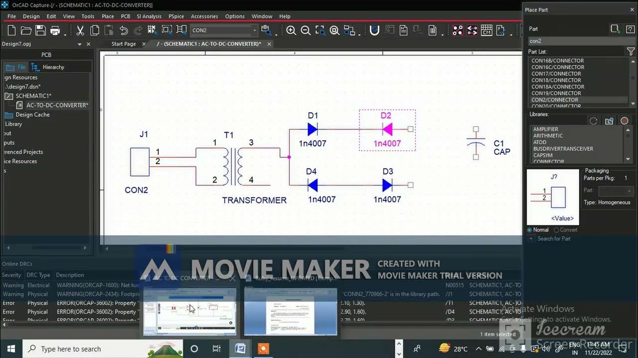 HOW TO CREATE SCHEMATIC IN ORCAD(AC TO DC CONVERTER)#ORCAD#ORCADTOOL#