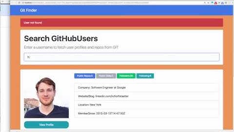 GitHub Finder. JavaScript Web App JS HTML CSS Bootstrap4
