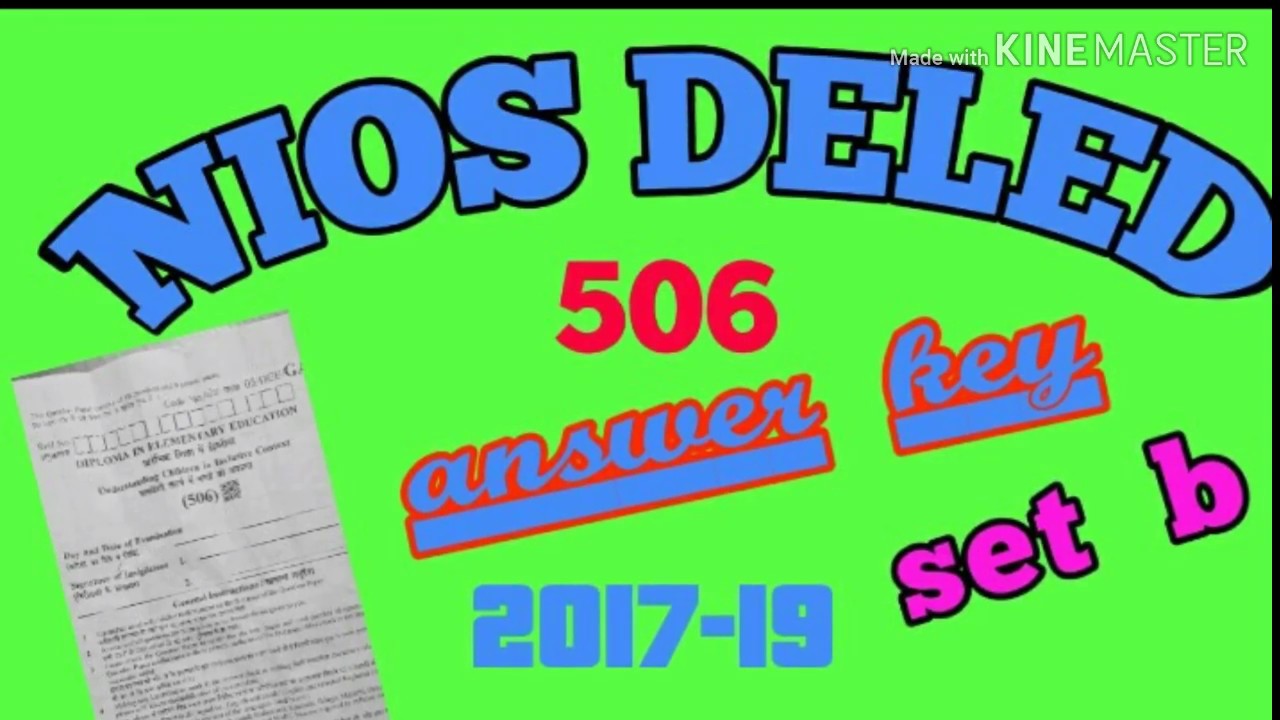 NIOS DELED 506  ANSWER KEY  SET- B  2019