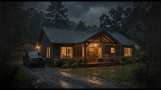 Soft Rain Falling on a Forest Cabin at Night | Relaxing ASMR Ambiance