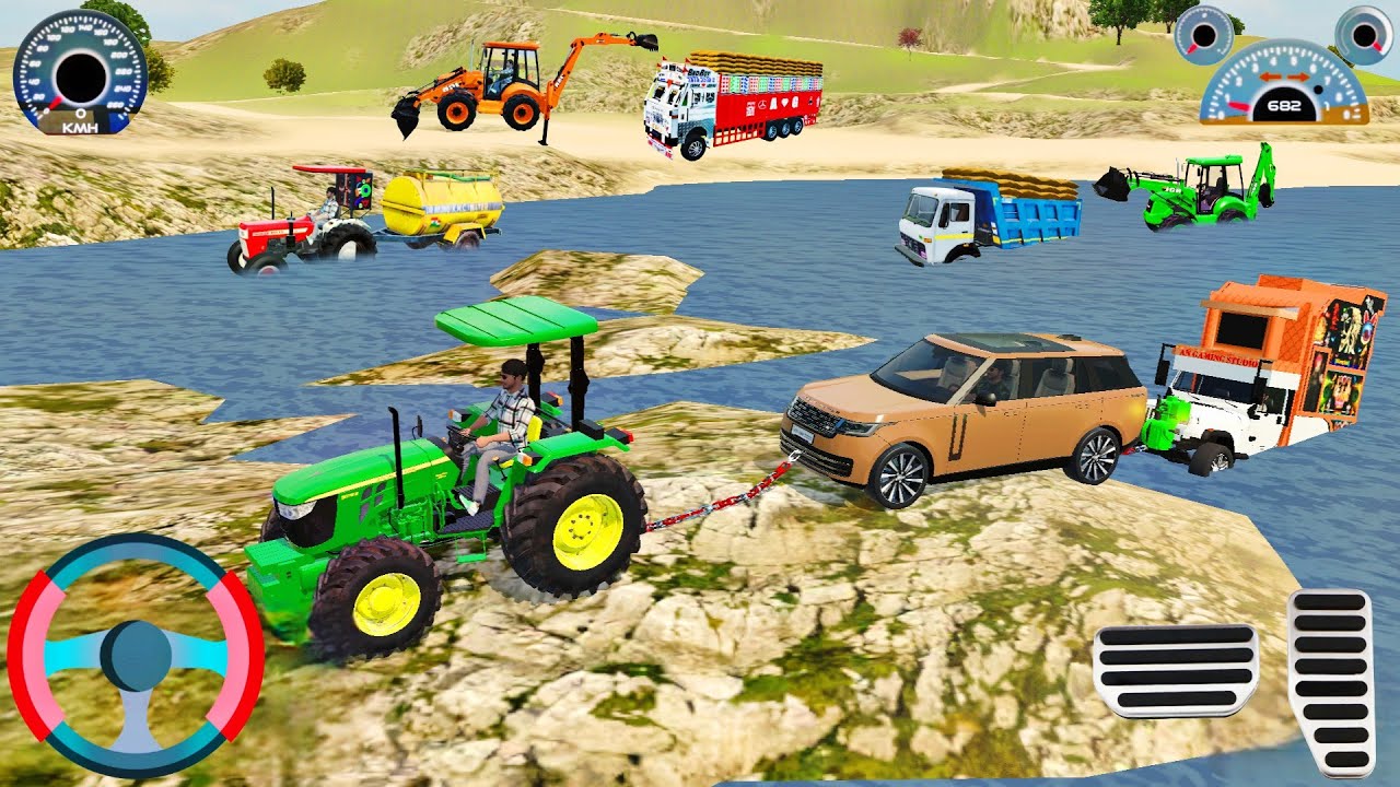 Dj pickup stuck in sea range rover and John Deere Tractor rescue the dj pickup from sea 