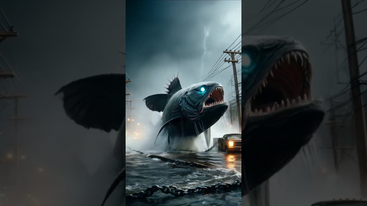 Zombie Fish Tie with Steel ⛓️ chain in water 