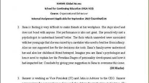 NMIMS  Solved Assignment  Organisational Behaviour Sep  2019 Call 9025810064