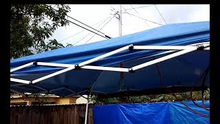 Stop a portable awning from sagging with rain water