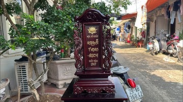 Bài Vị Song Long Chữ Thư Pháp Gỗ Hương 48Cm