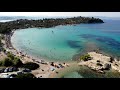 Flying over  Lagonisi beach, Ormos Panagias, Sithonia (Halkidiki, Greece)