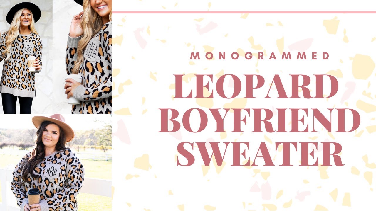 Monogrammed Leopard Boyfriend Sweater