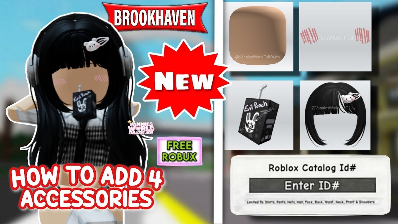 NEW* HOW TO ADD 4 ACCESSORY ID CODES IN BROOKHAVEN 🏡RP ROBLOX