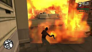 GTA SA - CJ and his gang are attacked by the Ballas gang and the police intervene with a huge war