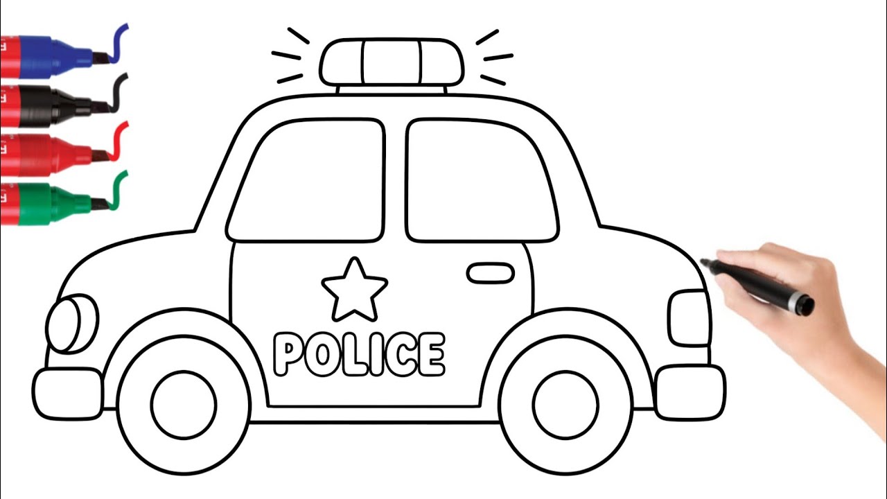 How to Draw a Police Car for Kids 🚓 | Coloring Page for Kids & Toddlers ...