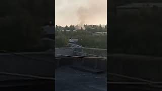 Стаханов , 15 июля  2022 года, горит склад боеприпасов, часть 2