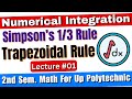 Simpsons Rule Trapezoidal Rule math 2nd important questions Numerical Integration Introduction