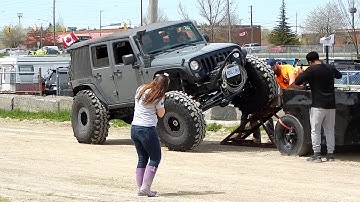 Jeep on Teeter Totter RTI Ramp Rock Crawling and Car Crash challenge at Durham 4x4 Show-N-Shine