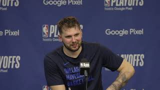 Luka Doncic says can win the West, says his body hurting after Game 3 win over OKC.