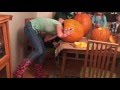 Girl Gets Head Stuck In Pumpkin