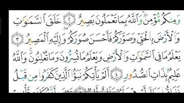 #قراءة وشرح أحكام التجويد لسورة ( التغابن ) آية رقم ( ٣، ٤ ) المعلمة رضى عبد العظيم.