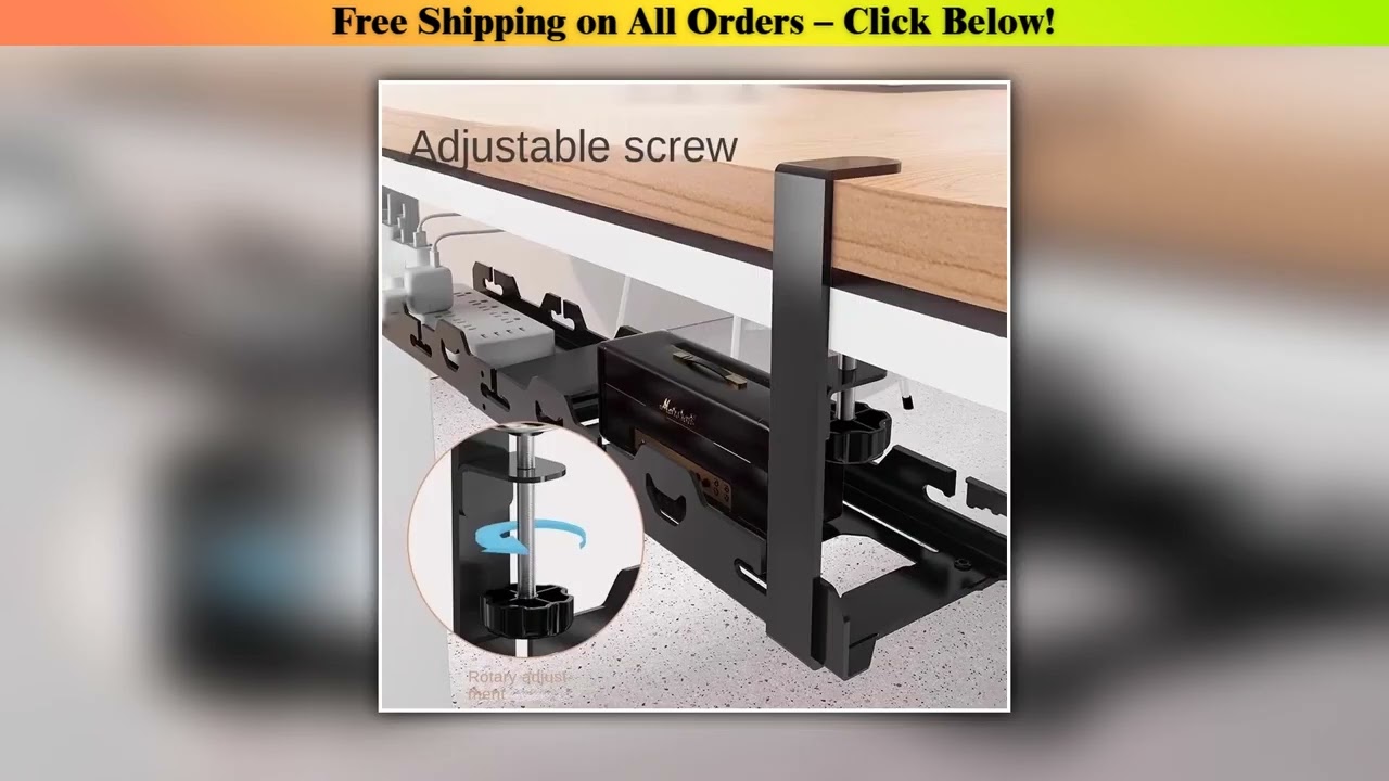 Telescopic Under Table Storage Rack Metal Cable Management Tray Home Office Desk Wire Organizer No