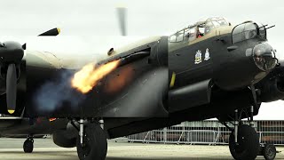 🔥🇬🇧 Flame Spitting Lancaster Merlin Engine Start Up & Taxi Run at East Kirkby