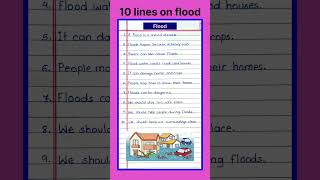10 baris tentang banjir || Esai 10 baris tentang banjir dalam bahasa Inggris || Air deras menyebabkan banjir