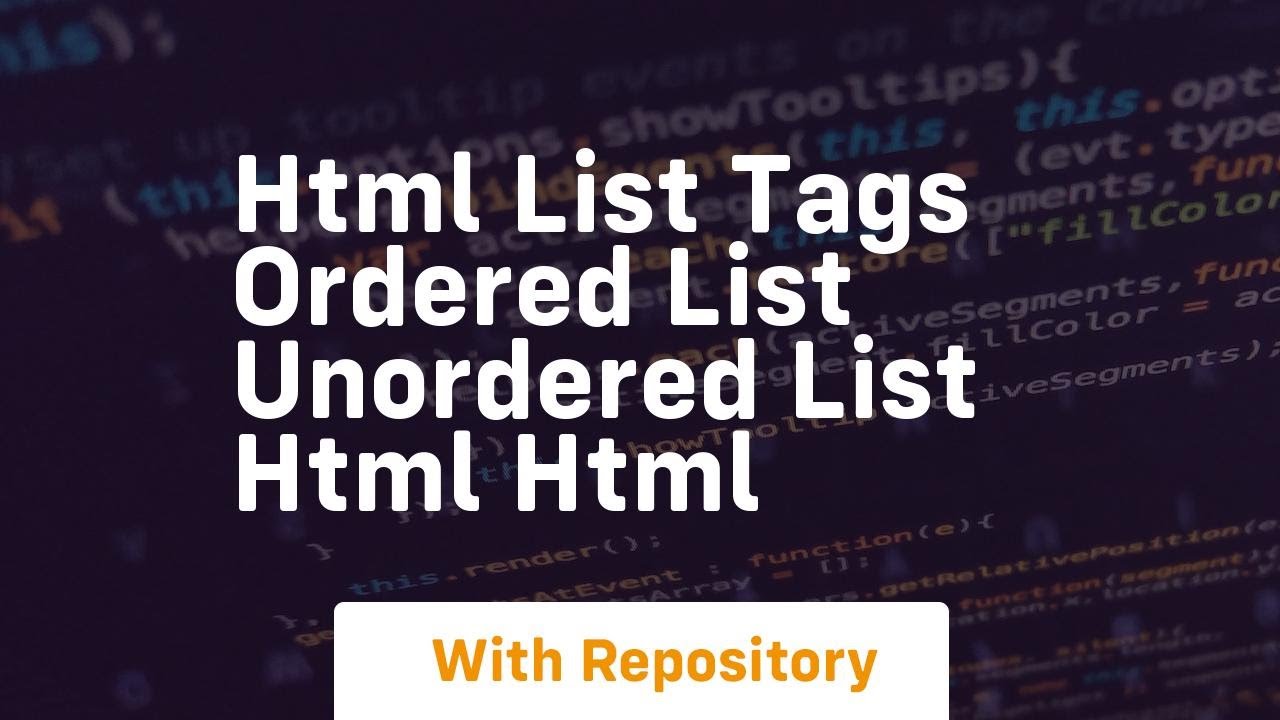 Html list tags ordered list unordered list html html - YouTube