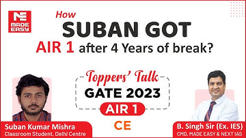 GATE 2023 Topper| CE |Suban Kumar Mishra| AIR-1 |Toppers