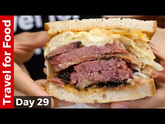 New York City Food Tour : HUGE Pastrami Sandwich at Katz’s Deli and The Halal Guys! | Mark Wiens