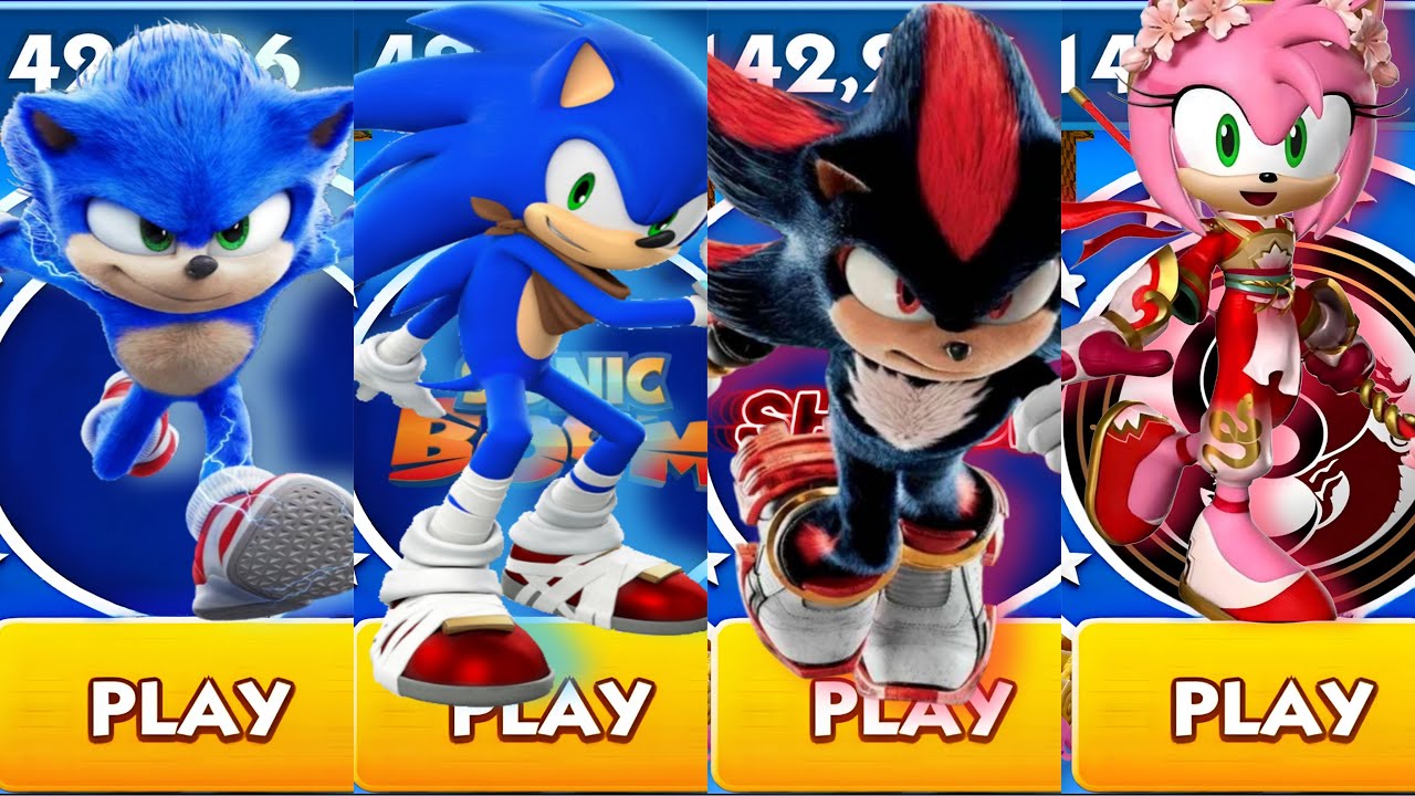 Sonic Dash - Sonic VS Sonic Boom VS Movie Shadow VS Blossom Amy _ Movie ...