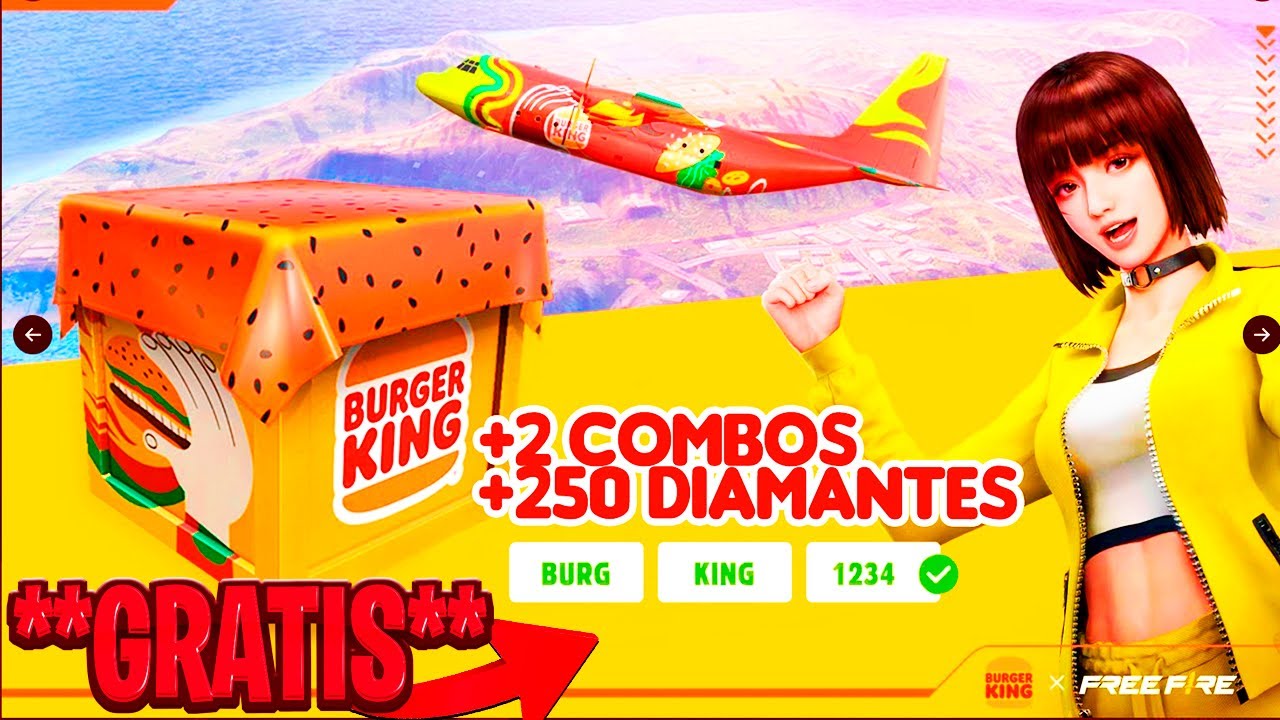 😱CORRE! REGALAN +250 DIAMANTES para FREE FIRE X BURGER KING! **GRATIS