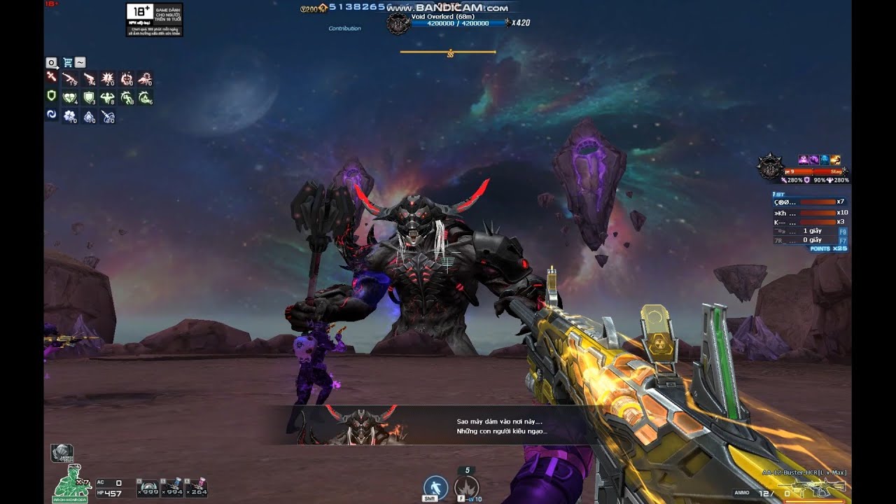 AA12 buster hexa core range vs all boss crack in the void