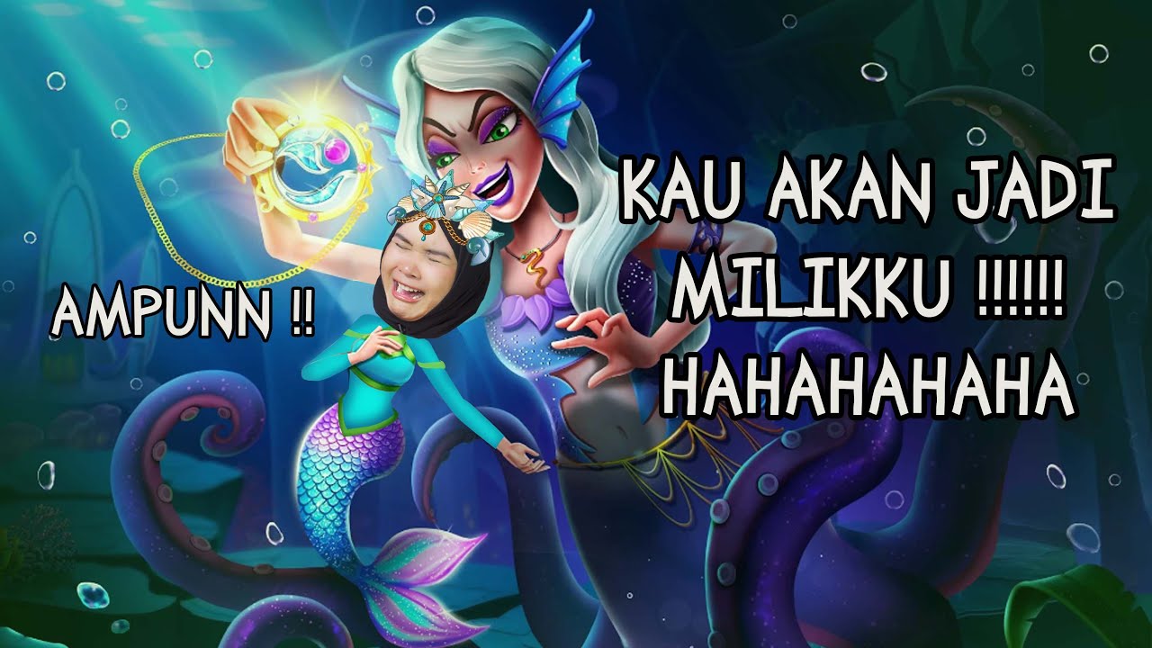 Bertarung sama monster laut! game mermaid secrets 41 ! permainan puzzle dan and make over