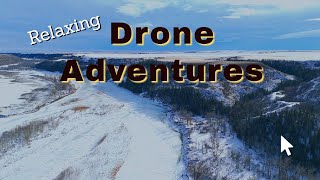 Frozen Dreams and Summer Fantasies: Drone Soaring over Icy River Valley, Imagining Warmer Days Ahead